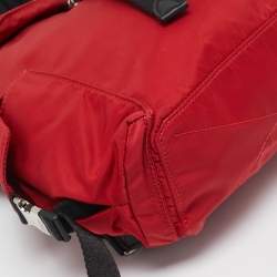 Moncler Red/Black Nylon Drawstring Flap Convertible Backpack
