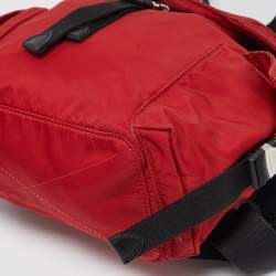Moncler Red/Black Nylon Drawstring Flap Convertible Backpack