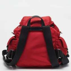 Moncler Red/Black Nylon Drawstring Flap Convertible Backpack