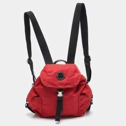 Moncler Red/Black Nylon Drawstring Flap Convertible Backpack