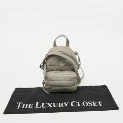 Pre Owned Moncler Light Grey Nylon Puffer Mini Crossbody Bag