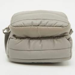 Pre Owned Moncler Light Grey Nylon Puffer Mini Crossbody Bag