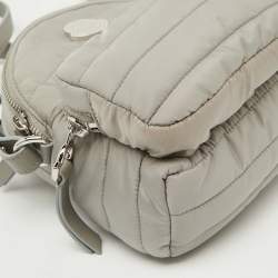 Pre Owned Moncler Light Grey Nylon Puffer Mini Crossbody Bag