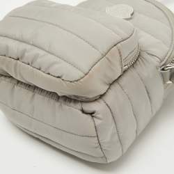 Pre Owned Moncler Light Grey Nylon Puffer Mini Crossbody Bag