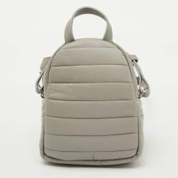 Pre Owned Moncler Light Grey Nylon Puffer Mini Crossbody Bag