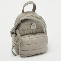 Pre Owned Moncler Light Grey Nylon Puffer Mini Crossbody Bag