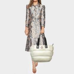 Pre Owned Moncler White Nylon Water-Repellent Caradoc Tote