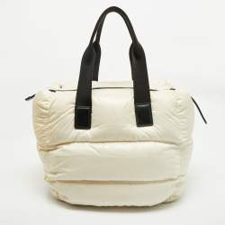 Pre Owned Moncler White Nylon Water-Repellent Caradoc Tote
