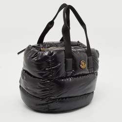 Pre Owned Moncler Black Nylon Water-Repellent Caradoc Tote