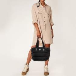 Pre Owned Moncler Black Padded Nylon Caradoc Water-Repellent Tote