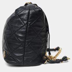 Pre Owned Moncler Black Leather Quilted Backpack