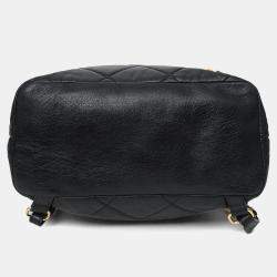 Pre Owned Moncler Black Leather Quilted Backpack