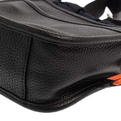 Pre Owned Moncler Black/Navy Blue Pebbled Leather Rania Shoulder Bag