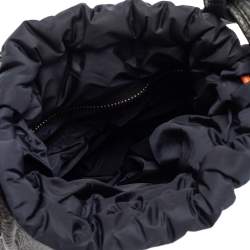 Pre Owned Moncler Black/Navy Blue Pebbled Leather Rania Shoulder Bag