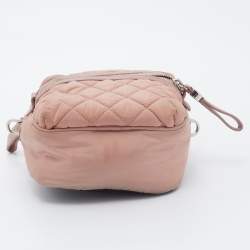 Pre Owned Moncler Dusty Pink Quilted Nylon Georgine Zaino Shoulder Bag