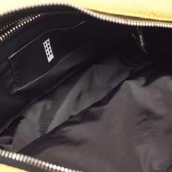 Pre Owned Moncler Yellow/Black Quilted Nylon Logo Belt Bag