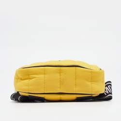 Pre Owned Moncler Yellow/Black Quilted Nylon Logo Belt Bag