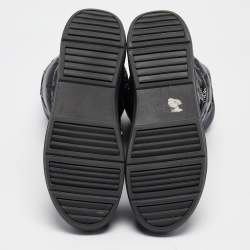 Moncler Black Nylon and Leather Insoluxe Mid Calf Snow Boots Size 38