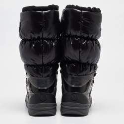 Moncler Black Nylon and Leather Insoluxe Mid Calf Snow Boots Size 38