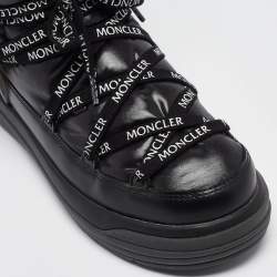Moncler Black Nylon and Leather Insoluxe Mid Calf Snow Boots Size 38