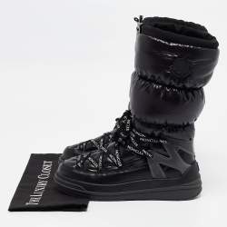 Moncler Black Nylon and Leather Insoluxe Mid Calf Snow Boots Size 38