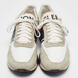 Moncler White/Grey Suede and Leather Low Top Sneakers Size 43