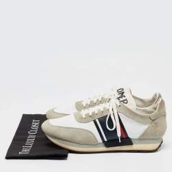 Moncler White/Grey Suede and Leather Low Top Sneakers Size 43