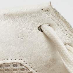 Moncler White/Grey Suede and Leather Low Top Sneakers Size 43
