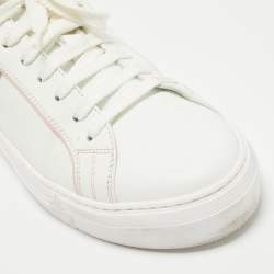 Pre Owned Moncler White Leather New Monaco Low Top Sneakers Size 40