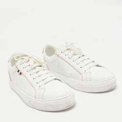 Pre Owned Moncler White Leather New Monaco Low Top Sneakers Size 40