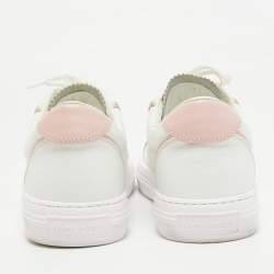 Pre Owned Moncler White Leather New Monaco Low Top Sneakers Size 40