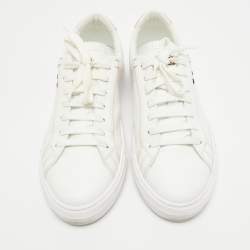 Pre Owned Moncler White Leather New Monaco Low Top Sneakers Size 40