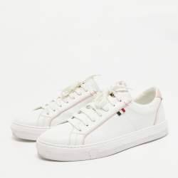 Pre Owned Moncler White Leather New Monaco Low Top Sneakers Size 40