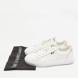 Pre Owned Moncler White Leather New Monaco Low Top Sneakers Size 40