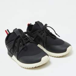 Moncler Black Neoprene and Rubber Emilien Lace Up Sneakers Size 38