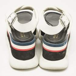 Moncler White/Silver Leather Zelda Platform Sandals Size 37