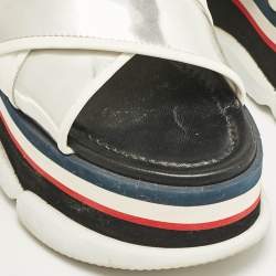 Moncler White/Silver Leather Zelda Platform Sandals Size 37