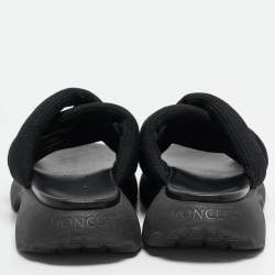 Pre Owned Moncler Black Knit Fabric Knot  Flat Sandals Size 39