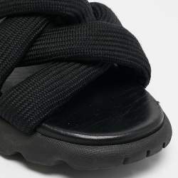 Pre Owned Moncler Black Knit Fabric Knot  Flat Sandals Size 39