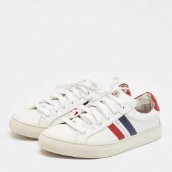 Moncler White Leather Ryegrass Sneakers Size 38.5