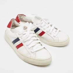 Moncler White Leather Ryegrass Sneakers Size 38.5