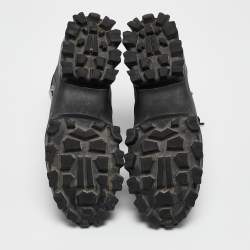 Pre Owned Moncler Black Leather Heeled Ankle Boots Size 38