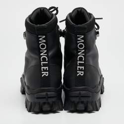 Pre Owned Moncler Black Leather Heeled Ankle Boots Size 38