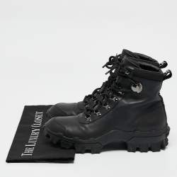 Pre Owned Moncler Black Leather Heeled Ankle Boots Size 38
