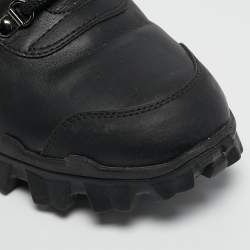 Pre Owned Moncler Black Leather Heeled Ankle Boots Size 38