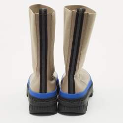 Moncler Grey Stretch Fabric and Leather Neue Chelsea Boots Size 38