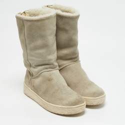 Moncler Grey Suede Snow Boots Size 38