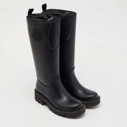 Moncler Black Rubber Kickstream High Rain Boots Size 37