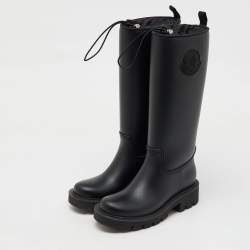 Moncler Black Rubber Kickstream High Rain Boots Size 37