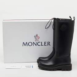 Moncler Black Rubber Kickstream High Rain Boots Size 37